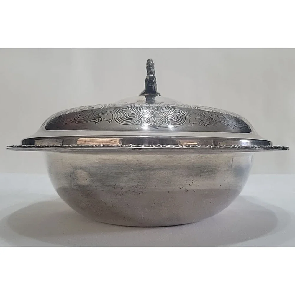 VTG International Silver Camelot Covered Vegetable Bowl Silverplate 6162 w Lid